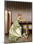 An Elegant Lady Admiring a Portfolio of Prints-Vittorio Reggianini-Mounted Giclee Print