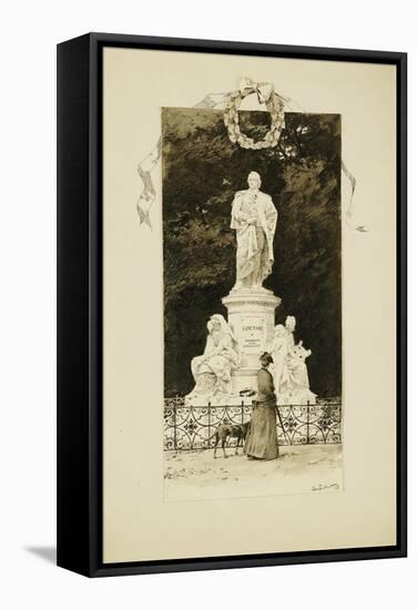 An Elegant Lady at the Statue of Goethe, 1888-Paul Fischer-Framed Stretched Canvas
