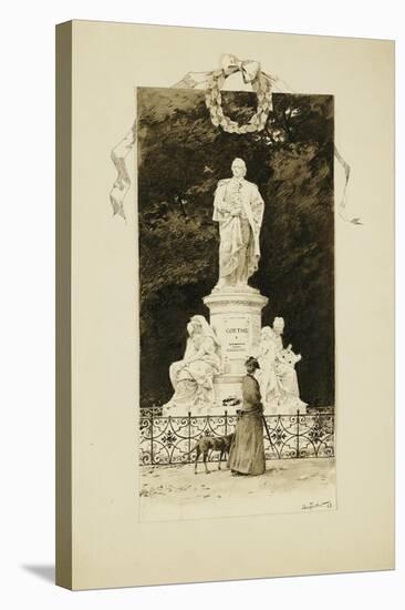 An Elegant Lady at the Statue of Goethe, 1888-Paul Fischer-Stretched Canvas