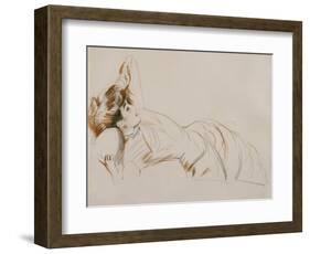 An Elegant Lady Reclining-Paul Cesar Helleu-Framed Giclee Print