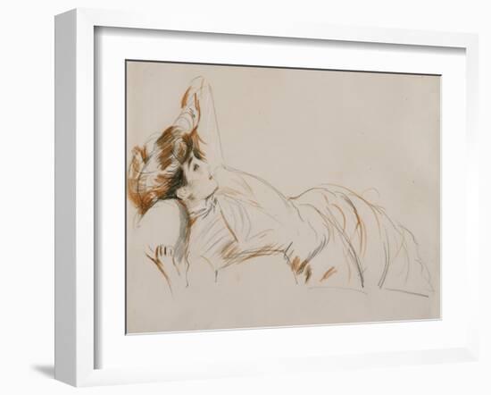 An Elegant Lady Reclining-Paul Cesar Helleu-Framed Giclee Print