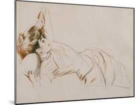 An Elegant Lady Reclining-Paul Cesar Helleu-Mounted Giclee Print