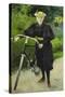 An Elegant Lady with a Bicycle-Paul Fischer-Stretched Canvas