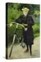 An Elegant Lady with a Bicycle-Paul Fischer-Stretched Canvas