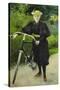 An Elegant Lady with a Bicycle-Paul Fischer-Stretched Canvas