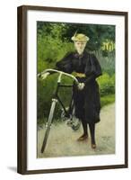 An Elegant Lady with a Bicycle-Paul Fischer-Framed Giclee Print