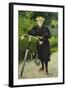 An Elegant Lady with a Bicycle-Paul Fischer-Framed Giclee Print