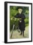 An Elegant Lady with a Bicycle-Paul Fischer-Framed Giclee Print