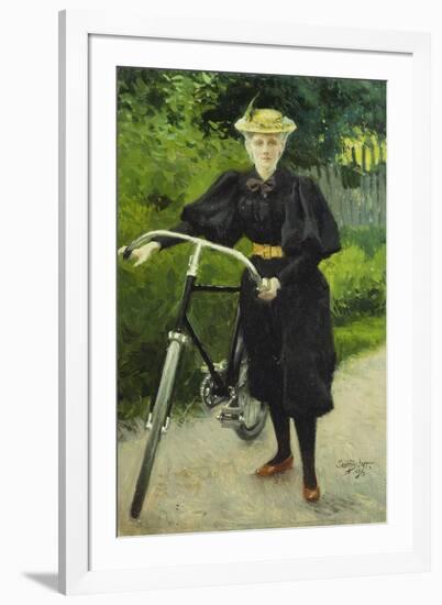 An Elegant Lady with a Bicycle-Paul Fischer-Framed Giclee Print