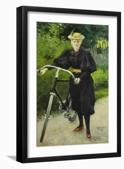 An Elegant Lady with a Bicycle-Paul Fischer-Framed Premium Giclee Print
