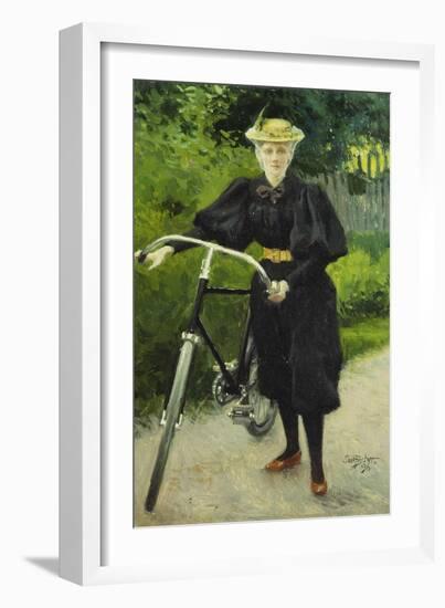 An Elegant Lady with a Bicycle-Paul Fischer-Framed Giclee Print