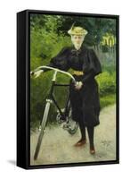 An Elegant Lady with a Bicycle-Paul Fischer-Framed Stretched Canvas