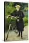 An Elegant Lady with a Bicycle-Paul Fischer-Stretched Canvas