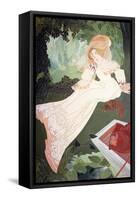An Elegant Lady with a Dog-Georges de Feure-Framed Stretched Canvas