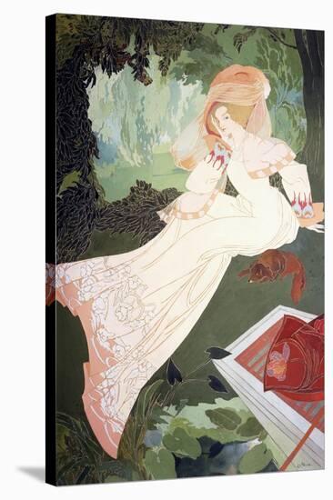An Elegant Lady with a Dog-Georges de Feure-Stretched Canvas
