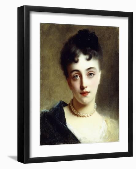 An Elegant Lady with Pearls-Gustave Jacquet-Framed Giclee Print