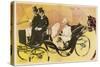 An Elegant Parisienne Drives with Her Dog in an Open Carriage in the Bois de Boulogne-Minartz-Stretched Canvas