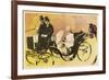 An Elegant Parisienne Drives with Her Dog in an Open Carriage in the Bois de Boulogne-Minartz-Framed Premium Giclee Print