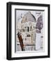 An Elegant Sightseer Contemplates the Elegance of Venice-Hubert Giron-Framed Art Print