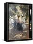 An Elegant Teaparty (Oil on Board)-Pompeo Mariani-Framed Stretched Canvas