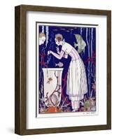 An Elegant Woman and Her Aquarium-null-Framed Art Print