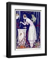 An Elegant Woman and Her Aquarium-null-Framed Art Print