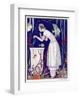 An Elegant Woman and Her Aquarium-null-Framed Art Print