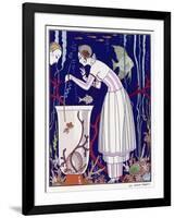 An Elegant Woman and Her Aquarium-null-Framed Art Print