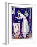 An Elegant Woman and Her Aquarium-null-Framed Art Print