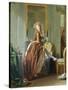 An Elegant Woman Dresses-Michel Garnier-Stretched Canvas