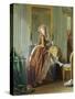 An Elegant Woman Dresses-Michel Garnier-Stretched Canvas