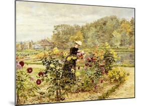 An Elegant Woman in a Rose Garden-Marie Francois Firmin-Girard-Mounted Giclee Print