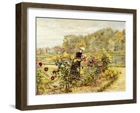 An Elegant Woman in a Rose Garden-Marie Francois Firmin-Girard-Framed Giclee Print