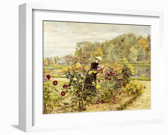 An Elegant Woman in a Rose Garden-Marie Francois Firmin-Girard-Framed Giclee Print