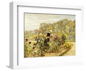 An Elegant Woman in a Rose Garden-Marie Francois Firmin-Girard-Framed Giclee Print