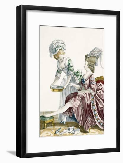 An Elegant Woman Washing Her Feet, Plate 32 from 'Galerie Des Modes Et Costumes Francais'-Pierre Thomas Le Clerc-Framed Giclee Print