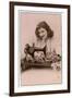 An Elegant Young Woman, Using Her Sewing Machine-null-Framed Art Print