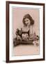 An Elegant Young Woman, Using Her Sewing Machine-null-Framed Art Print