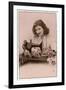 An Elegant Young Woman, Using Her Sewing Machine-null-Framed Art Print