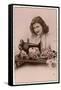An Elegant Young Woman, Using Her Sewing Machine-null-Framed Stretched Canvas