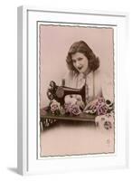 An Elegant Young Woman, Using Her Sewing Machine-null-Framed Art Print