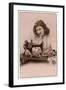 An Elegant Young Woman, Using Her Sewing Machine-null-Framed Art Print