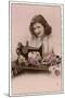 An Elegant Young Woman, Using Her Sewing Machine-null-Mounted Art Print