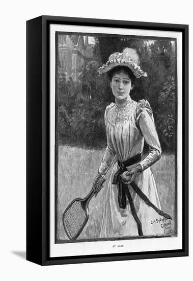 An Elegantly if Unsuitably Dressed Player Prepares to Serve-G.h. Sydney Cowell-Framed Stretched Canvas