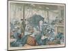 An Elephant Invades the Cafe de la Comedie at Perigueux France-null-Mounted Art Print