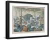 An Elephant Invades the Cafe de la Comedie at Perigueux France-null-Framed Art Print
