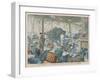 An Elephant Invades the Cafe de la Comedie at Perigueux France-null-Framed Art Print