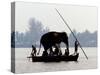 An Elephant is Taken on a Small Boat to a Temple Festival-null-Stretched Canvas