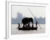 An Elephant is Taken on a Small Boat to a Temple Festival-null-Framed Photographic Print