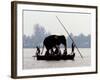 An Elephant is Taken on a Small Boat to a Temple Festival-null-Framed Photographic Print